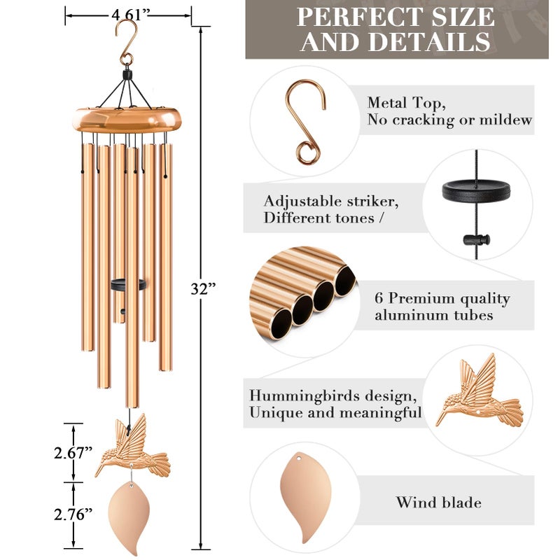 Synhonty Wind Chimes for Outside  Hummingbird Memorial Wind Chimes Gifts  Windchimes Outdoors  Unique Sympathy Wind Chimes Gifts for Loved one Mom Dad  Home Garden Decor. - Image 5
